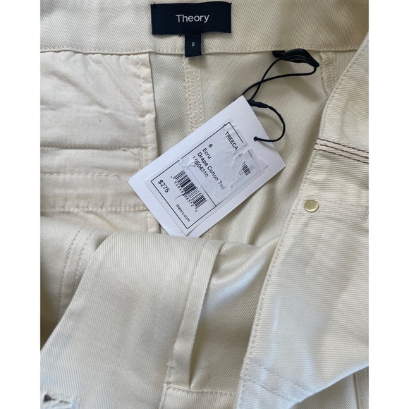Theory Treeca Pant In Cotton Twill Ecru - Picture 10 of 13